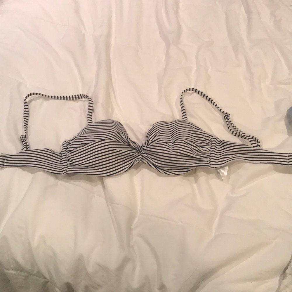 Black and white striped bikini top